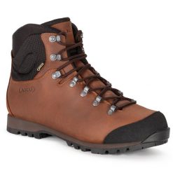 Buty trekkingowe męskie Aku Lepre GTX z GORE-TEX i VIBRAM. Brązowe buty trekkingowe Aku, bez wzorów, z gore-texu, bez zapięcia. W wyprzedaży za 849.00 zł.