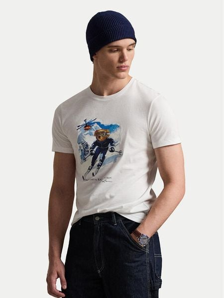 Polo Ralph Lauren T-Shirt 710P07343001 Biały Regular Fit. Białe koszulki polo Polo Ralph Lauren, m, bez wzorów, z bawełny, bez kołnierzyka, bez ramiączek. Za 639.99 zł.