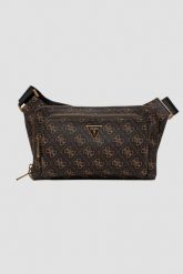 GUESS Ciemnobrązowa męska saszetka Bumbag. Brązowe torby na ramię Guess, z aplikacjami, ze skóry ekologicznej, bez dodatków. W wyprzedaży za 339.99 zł.