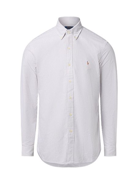 Polo Ralph Lauren Męska koszula casual Mężczyźni Modern Fit Bawełna biały|brązowy w paski, S. Białe koszule Polo Ralph Lauren, m, bez wzorów, z bawełny, bez kołnierzyka, bez ramiączek. Za 479.95 zł.