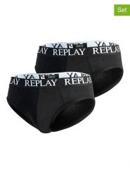 Replay Underwear Slipy (2 pary) w kolorze czarnym rozmiar: XXL. Czarne slipki Replay Underwear, xxl, bez wzorów. Za 43.99 zł.