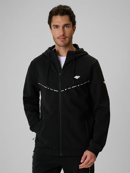 4F Bluza kibica z kapturem męska - czarna L. Czarne bluzy z kapturem 4F, l, bez wzorów, z kapturem. Za 249.99 zł.