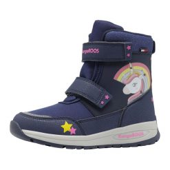 Śniegowce juniorskie KangaROOS K-MJ Edison EV RTX SL. Niebieskie śniegowce Kangaroos, bez zapięcia. Za 209.99 zł.