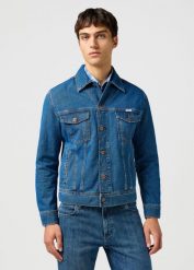 MESKA KURTKA JEANSOWA WRANGLER CLASSIC JACKET STONEWASH 112362737. Kurtki Wrangler, l, bez wzorów, z jeansu, bez kaptura. Za 299.99 zł.