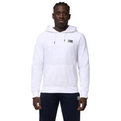 Bluza z kaptur na co dzień na siłownię. Białe bluzy LEONE 1947 APPAREL, bez wzorów, z bawełny, bez kaptura. W wyprzedaży za 112.15 zł.