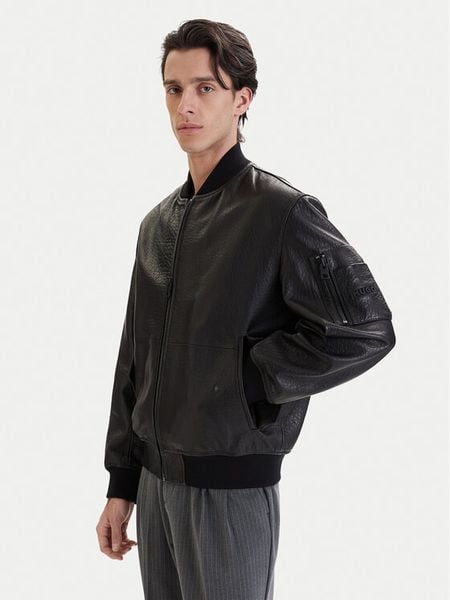 HUGO Kurtka skórzana Lude 50553111 Czarny Regular Fit. Czarne kurtki Hugo, m, bez wzorów, ze skóry, bez kaptura. Za 2,519.00 zł.