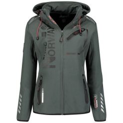 Kurtka softshell Geographical Norway (WU8088F/GN D.GREY/BLACK). Czarne kurtki softshell Geographical Norway, bez wzorów, z softshellu, bez kaptura. Za 239.00 zł.