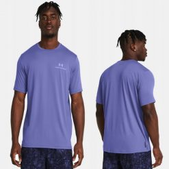 T-Shirt Koszulka Męska Under Armour Sportowa Treningowa. Czerwone t-shirty sportowe Under Armour, bez wzorów, bez ramiączek, do biegania. Za 219.99 zł.