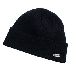 Capu Czapka zimowa 728-B Black. Czarne czapki zimowe Capu, bez wzorów, z materiału. W wyprzedaży za 19.00 zł.