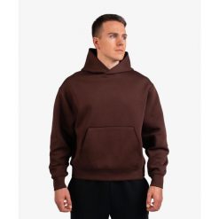 Bluza INTERLOCK OVERSIZE DZIK® brązowa. Brązowe bluzy DZIK, s, z aplikacjami, z materiału, bez kaptura. Za 349.99 zł.