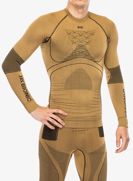 Bluza termoaktywna męska X-Bionic Radiactor 4.0 L/S. Brązowe bielizna termoaktywna X BIONIC, na zimę, l, bez wzorów, z materiału, bez ramiączek, do biegania. Za 619.99 zł.