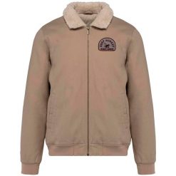 Męska kurtka typu Trucker – Golf / Bawełna organiczna (Beżowy). Brązowe kurtki SURF MONKEY, l, bez wzorów, z bawełny, bez kaptura. Za 519.95 zł.