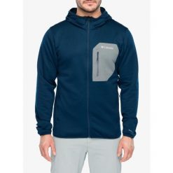 Bluza rozpinana męska Columbia Tall Heights Hooded Grid Fleece Full Zip. Niebieskie bluzy Columbia, m, bez wzorów, bez kaptura. Za 415.79 zł.