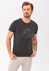 T-shirt z printem roweru T-RIDEON. Szare t-shirty Volcano, l, bez wzorów, z bawełny, bez kołnierzyka, bez ramiączek. Za 59.99 zł.