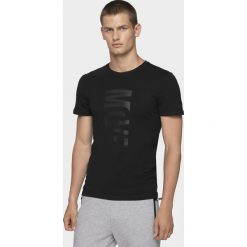 T-shirt męski TSM072 - głęboka czerń. Szare t-shirty 4F, m, bez wzorów, bez kołnierzyka, bez ramiączek. W wyprzedaży za 49.99 zł.