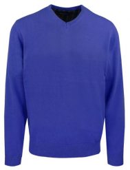 Męski, Bawełniany Sweter w Serek (V-neck) - Adriano Guinari - Charbowy. Niebieskie swetry rozpinane Adriano Guinari, l, bez wzorów, z bawełny, bez kołnierzyka, bez ramiączek. Za 169.00 zł.