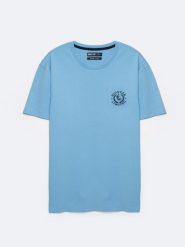 Koszulka męska bawełniana z haftem na piersi niebieska Reager 401. Niebieskie t-shirty BIG STAR, l, bez wzorów, z bawełny, bez kołnierzyka, bez ramiączek. W wyprzedaży za 79.99 zł.