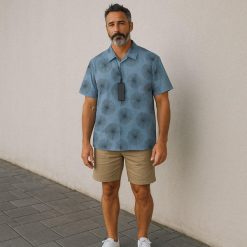 Antony Morato męska koszula z krótkim rękawem, niebieski wzór, bawełna, L. Niebieskie koszule Antony Morato, na lato, l, bez wzorów, z bawełny, bez kołnierzyka, bez ramiączek. Za 267.99 zł.