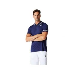 Koszulka sportowa męska Asics Court Polo Shirt. Niebieskie koszulki polo ASICS, l, bez wzorów, bez kołnierzyka, bez ramiączek. Za 199.99 zł.
