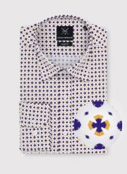 Biała koszula w niebiesko-żółty wzór P23WF-1X-018-B-S. Białe koszule Pako Lorente, m, bez wzorów, z bawełny, bez kołnierzyka, bez ramiączek. Za 199.99 zł.