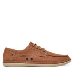Półbuty Nautica. Brązowe eleganckie półbuty Nautica, bez wzorów, bez obcasa, bez zapięcia. Za 249.99 zł.