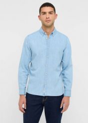 Męska Koszula Mustang Style Cullman Denim Blue 1016946 5000 200. Niebieskie koszule Mustang, m, bez wzorów, z denimu, bez kołnierzyka, bez ramiączek. Za 169.99 zł.