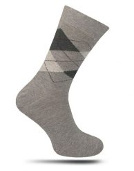 Skarpetki Szare, Bawełniane, Wzór Geometryczny, Eleganckie, w Romby, Casualowe -KINGS- Męskie. Szare skarpety Kings, bez wzorów, z bawełny. Za 14.90 zł.