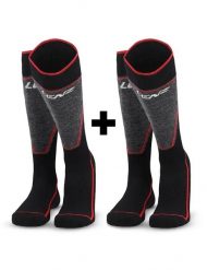 Skarpety narciarskie LENZ PERFORMANCE MERINO SKI 2-PACK. Czarne skarpety LENZ, bez wzorów, z elastanu. Za 49.00 zł.