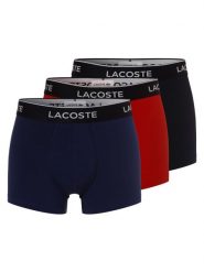 Lacoste Obcisłe bokserki pakowane po 3 szt. Mężczyźni Bawełna czarny|niebieski|czerwony, L. Czarne bokserki LACOSTE, l, bez wzorów, z bawełny. Za 209.95 zł.