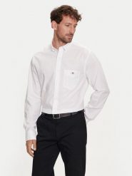 Gant Koszula Poplin 3000100 Biały Regular Fit. Białe koszule GANT, l, bez wzorów, z bawełny, bez kołnierzyka, bez ramiączek. Za 259.99 zł.