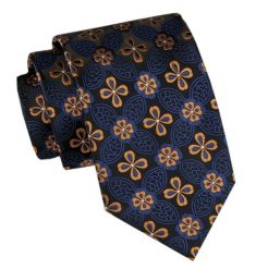 Męski Krawat - Angelo di Monti - Granat, Kwiatki. Niebieskie krawaty i muchy Angelo di Monti, bez wzorów, z tkaniny. Za 45.00 zł.