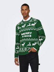 ONLY & SONS Sweter w kolorze zielonym rozmiar: XL. Zielone swetry nierozpinane Only & Sons, xl, bez wzorów, bez kołnierzyka, bez ramiączek. Za 70.74 zł.