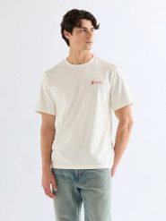 MESKA KOSZULKA WRANGLER GRAPHIC TEE WORN WHITE 112377994. Białe t-shirty Wrangler, s, bez wzorów, bez kołnierzyka, bez ramiączek. Za 69.99 zł.