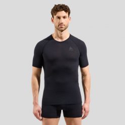 Koszulka termoaktywna męska Odlo Merino PW 140 Seamless BL Top Crew Neck SS. Czarne bielizna termoaktywna ODLO, m, bez wzorów, bez ramiączek, rowerowe. Za 249.99 zł.