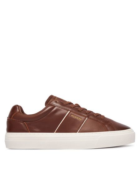 Tommy Hilfiger Sneakersy Dress Casual Leather Sneaker FM0FM05989 Brązowy. Brązowe buty sportowe casual Tommy Hilfiger, bez wzorów, ze skóry, bez zapięcia. Za 569.99 zł.