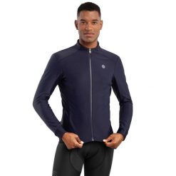 Męska kurtka rowerowa softshell Kolarstwo Siroko J1 Elba. Niebieskie kurtki SIROKO, l, bez wzorów, z materiału, bez kaptura. W wyprzedaży za 254.00 zł.