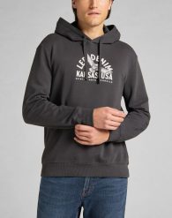 LEE GRAPHIC HOODIE MĘSKA BLUZA Z KAPTUREM LOGO WASHED BLACK L82BSPON 112140905. Czarne bluzy Lee, l, bez wzorów, z kapturem. Za 189.99 zł.