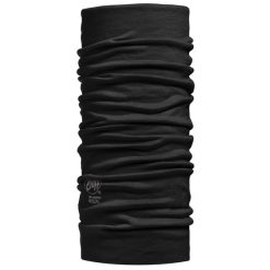 Komin chusta wielofunkcyjna z wełny merino lightweight. Czarne szaliki Buff, bez wzorów, z materiału. Za 99.99 zł.