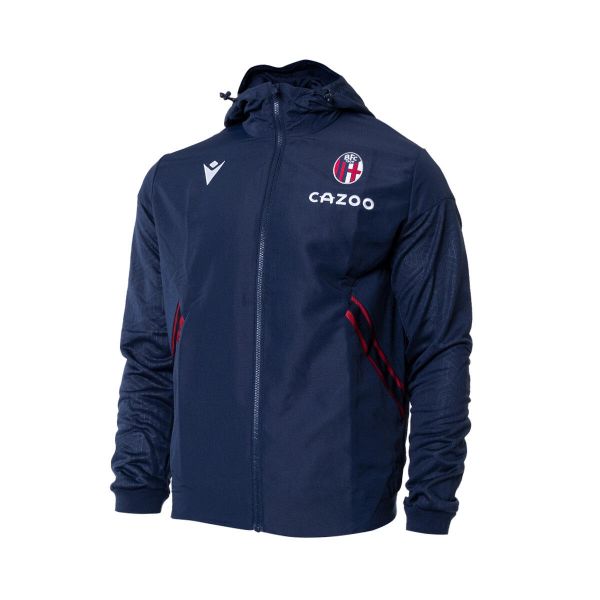 Bluza z kapturem i zamkiem błyskawicznym Bologne FC Micro Travel Player 2022/23. Czerwone bluzy z kapturem Macron, l, bez wzorów, z materiału, z kapturem. Za 254.50 zł.