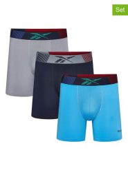 Reebok Bokserki (3 pary) "Bristow" w kolorze granatowo-szaro-błękitnym rozmiar: XL. Niebieskie bokserki Reebok, xl, bez wzorów. Za 74.11 zł.