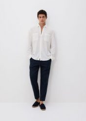 Strukturalna koszula regular fit - złamana biel. Koszule Reserved, l, bez wzorów, z bawełny, bez kołnierzyka, bez ramiączek. W wyprzedaży za 89.99 zł.