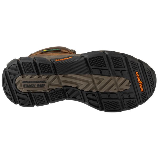 Buty trekkingowe męskie, Respected - Landin. Brązowe buty trekkingowe Skechers, bez wzorów, bez zapięcia. Za 399.99 zł.