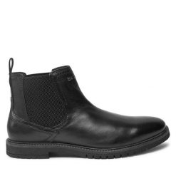Sztyblety Bugatti. Czarne botki sznurowane Bugatti, bez wzorów, bez obcasa, bez zapięcia. Za 399.99 zł.