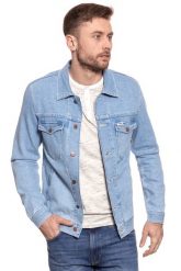 KURTKA JEANSOWA WRANGLER REGULAR JACKET BLEACHED OUT W443BG12D. Niebieskie kurtki Wrangler, l, bez wzorów, z jeansu, bez kaptura. Za 209.99 zł.