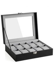 SONGMICS Szkatułka w kolorze czarnym na zegarki - 25,5 x 7,8 x 20,2 cm rozmiar: onesize. Czarne zegarki Songmics, szklane. Za 61.95 zł.