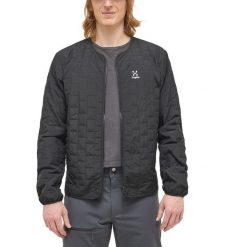 Męska Kurtka Turystyczna Izolowana Lekka Pakowna Mimic Companion. Czarne kurtki Haglöfs, l, bez wzorów, z materiału, bez kaptura. Za 299.00 zł.