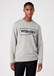 WRANGLER FRAME LOGO SWS MĘSKA BLUZA KLASYCZNA MID GREY MEL W6H1HAX37 112146195. Szare bluzy Wrangler, m, bez wzorów, bez kaptura. Za 159.99 zł.