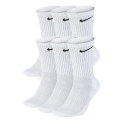 Skarpety Unisex Adult Everyday Cushioned (zestaw 6 Sztuk). Białe skarpety Nike, bez wzorów. Za 155.99 zł.