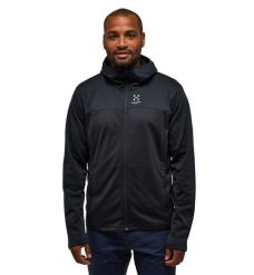 HAGLOFS Bluza męska Lark Mid Hood Men true black-M. Czarne bluzy z kapturem Haglöfs, m, bez wzorów, z materiału, z kapturem. Za 294.94 zł.