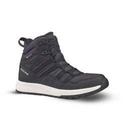 Buty turystyczne męskie Quechua NH500 Mid wodoodporne. Czarne buty trekkingowe QUECHUA, na zimę, bez wzorów, bez zapięcia, trekkingowe. Za 229.99 zł.